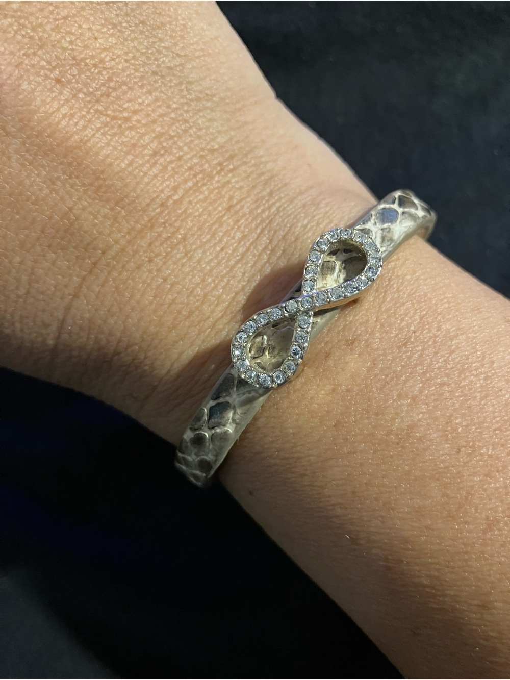Banana Republic Snakeskin Silver Infinity Crystal Bangle